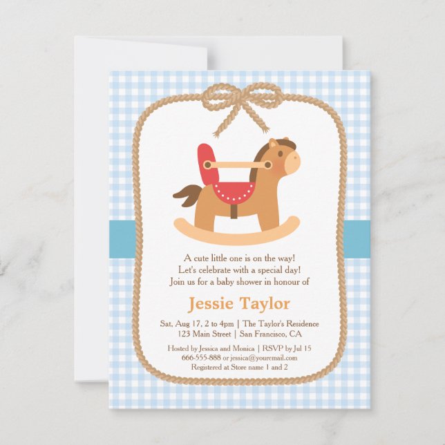 Cute Rocking Horse Baby Shower Invitations (Front)