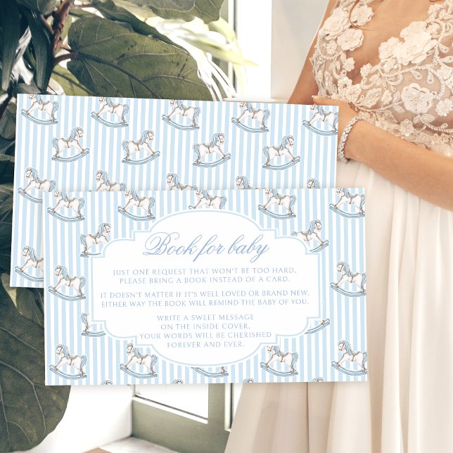 Cute rocking horse boho book for baby boy shower enclosure card (Creator Uploaded)