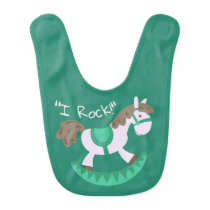 Cute Rocking Horse "I Rock" Slogan Baby Bib