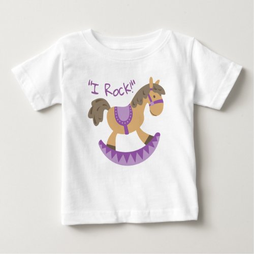 Cute Rocking Horse I Rock Slogan  Baby T_Shirt