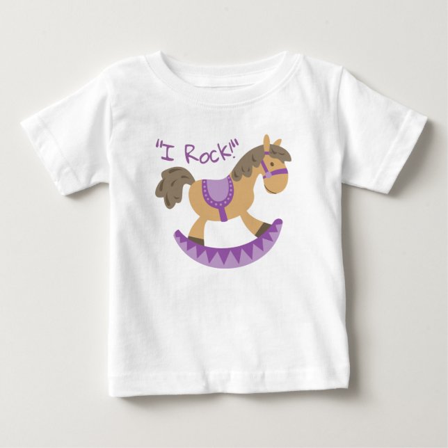 Cute Rocking Horse "I Rock" Slogan  Baby T-Shirt (Front)