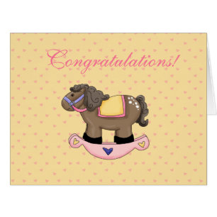 Cute Rocking Horse New Baby Congratulations Cards