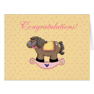Cute Rocking Horse New Baby Congratulations Cards