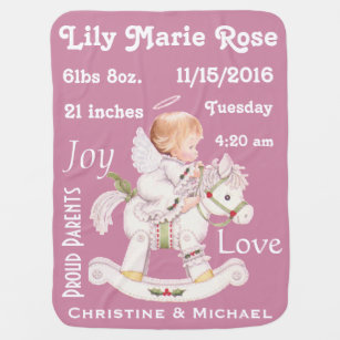 Cute Rocking Horse Personalized Baby Angel Blanket