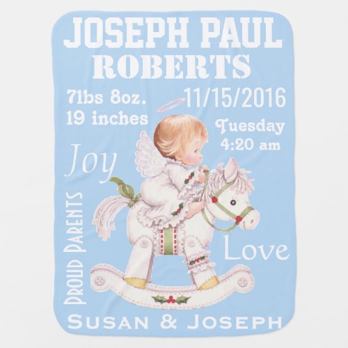 Cute Rocking Horse Personalized Baby Angel Blanket