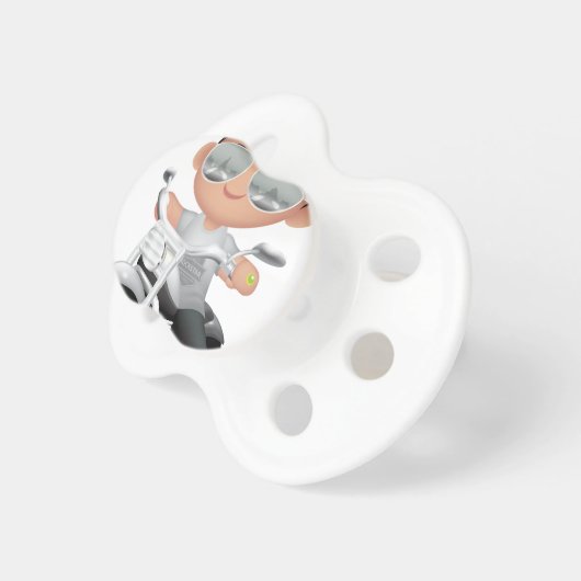 Cute RockStar on Motorcycle Pacifier (Front Right)