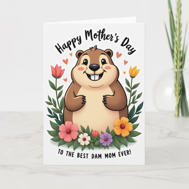 Cute Rodent Mothers Day Floral Card (Front)