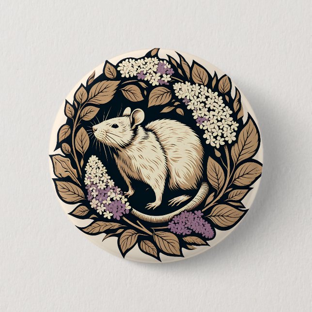 Cute rodent Rat pet rays designs                   Button (Front)