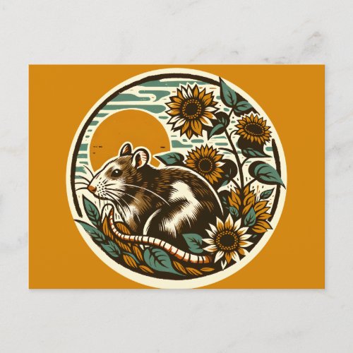 Cute rodent Rat pet rays designs                   Postcard