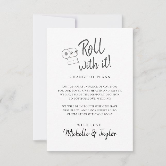 Cute Roll with it Postponed Change the Date Card (Front)