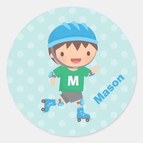 Cute Roller Skater Boy Personalized Stickers