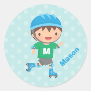 Cute Roller Skater Boy Personalized Stickers