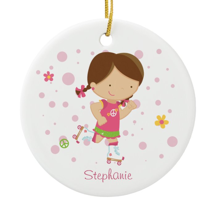 Cute roller skater girl personalized ornament