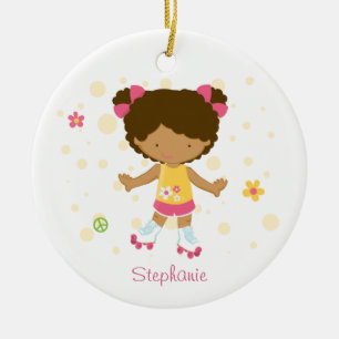 Cute roller skater girl personalized ornament