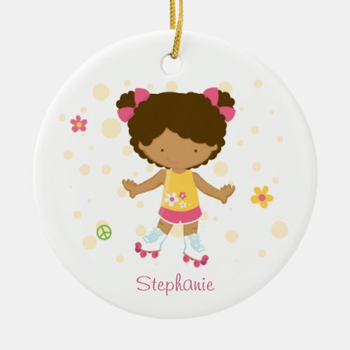 Cute roller skater girl personalized ornament