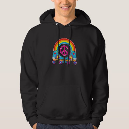 Cute Roller Skates With Hearts Rainbow And Peace S Hoodie