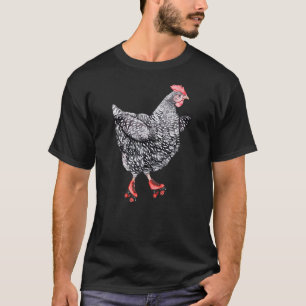 Cute Roller Skating Chicken  Barred Rock Hen Rolle T-Shirt