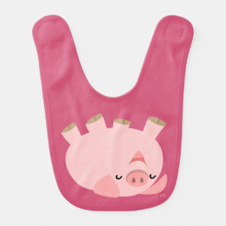 Cute Rolling Over Cartoon Pig Baby Bib