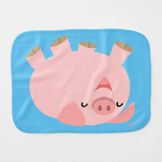 Cute Rolling Over Cartoon Pig Burp Cloth