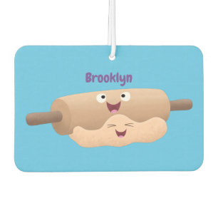 Cute rolling pin and dough pastry baking cartoon air freshener
