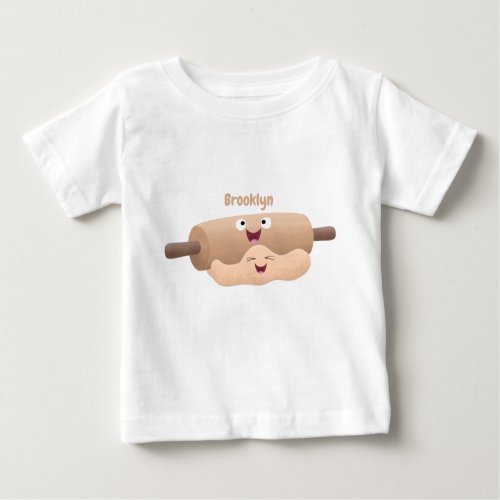 Cute rolling pin and dough pastry baking cartoon baby T_Shirt