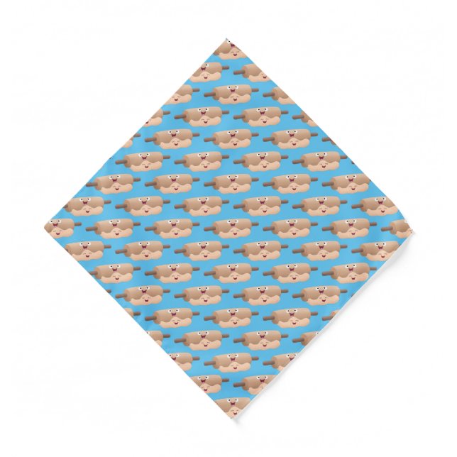 Cute rolling pin and dough pastry baking cartoon  bandana (Front)