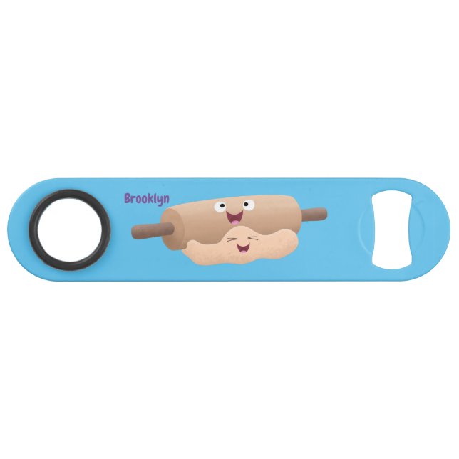 Cute rolling pin and dough pastry baking cartoon bar key (Front (Horizontal))