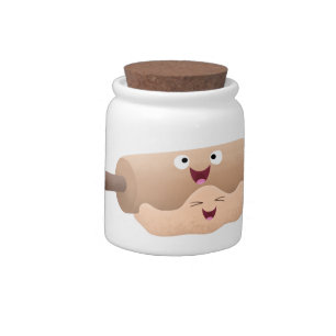 Cute rolling pin and dough pastry baking cartoon  candy jar