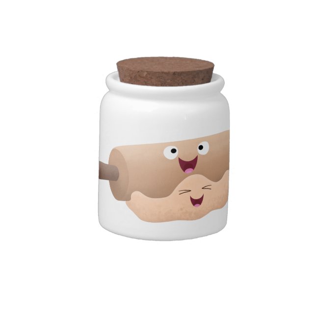 Cute rolling pin and dough pastry baking cartoon  candy jar (Left)