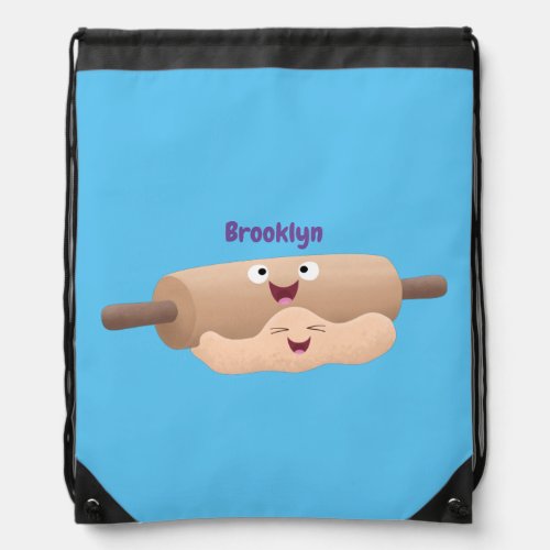 Cute rolling pin and dough pastry baking cartoon drawstring bag