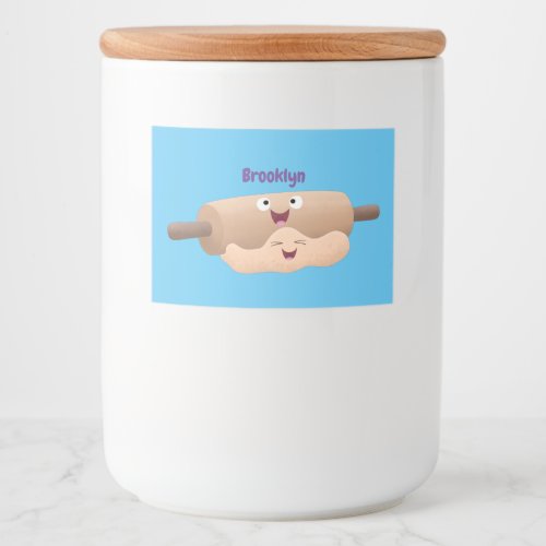 Cute rolling pin and dough pastry baking cartoon food label