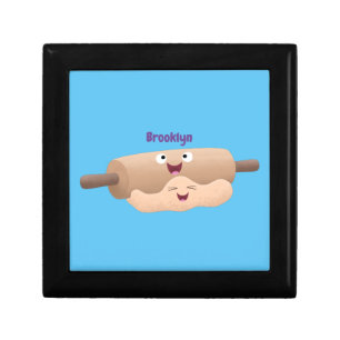 Cute rolling pin and dough pastry baking cartoon gift box