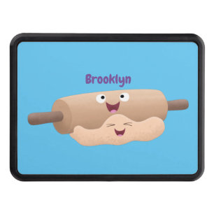 Cute rolling pin and dough pastry baking cartoon hitch cover