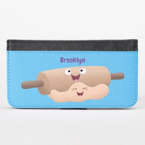 Cute rolling pin and dough pastry baking cartoon  iPhone x wallet case