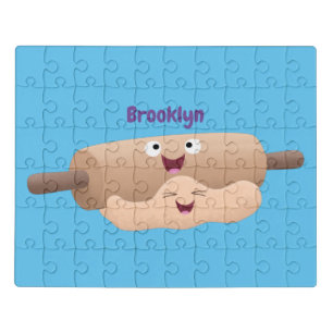 Cute rolling pin and dough pastry baking cartoon jigsaw puzzle