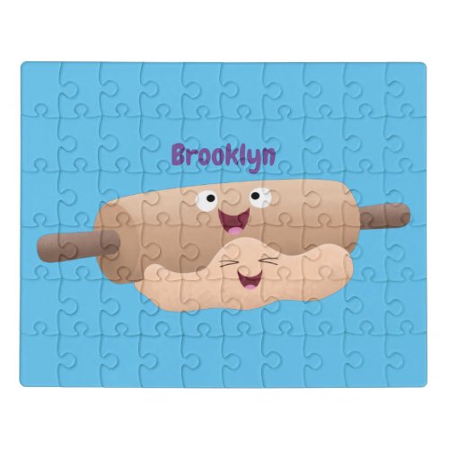 Cute rolling pin and dough pastry baking cartoon jigsaw puzzle