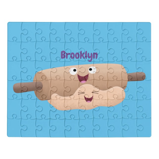 Cute rolling pin and dough pastry baking cartoon jigsaw puzzle (Puzzle Horizontal)