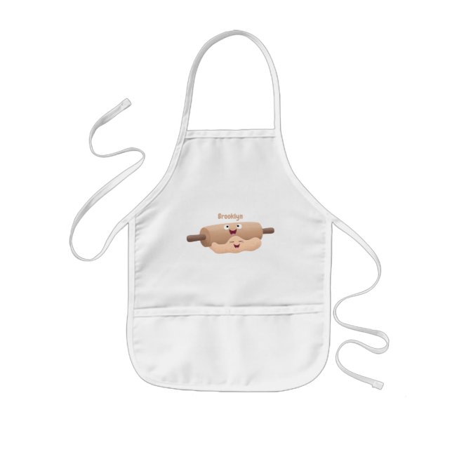 Cute rolling pin and dough pastry baking cartoon kids' apron (Front)
