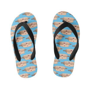Cute rolling pin and dough pastry baking cartoon kid's flip flops