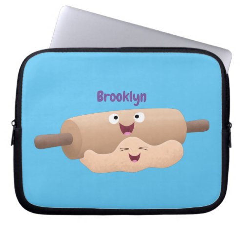 Cute rolling pin and dough pastry baking cartoon laptop sleeve