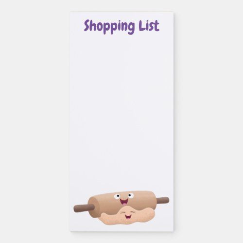 Cute rolling pin and dough pastry baking cartoon magnetic notepad
