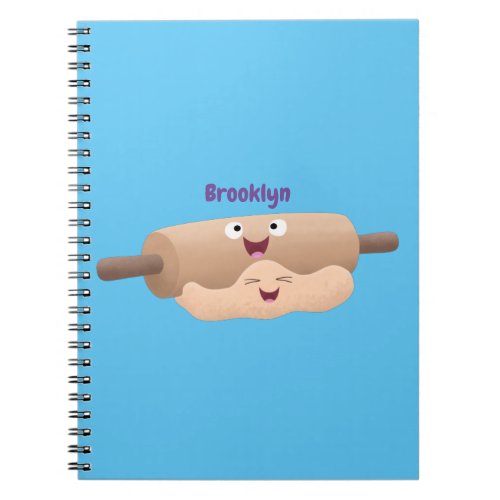 Cute rolling pin and dough pastry baking cartoon notebook
