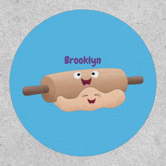 Cute rolling pin and dough pastry baking cartoon patch (Front)