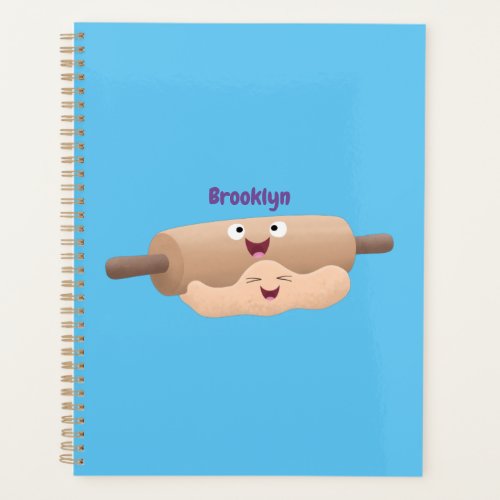Cute rolling pin and dough pastry baking cartoon planner
