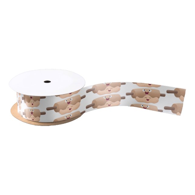 Cute rolling pin and dough pastry baking cartoon satin ribbon (Spool)