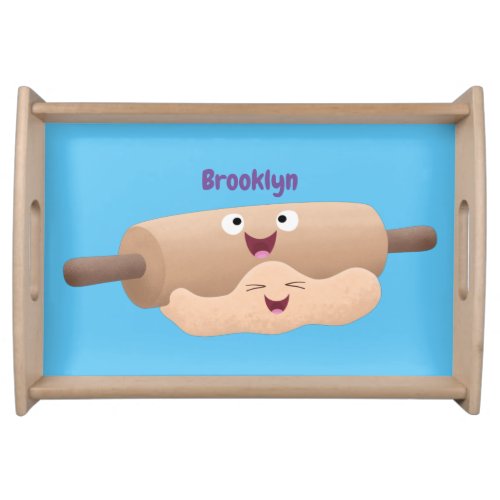 Cute rolling pin and dough pastry baking cartoon  serving tray