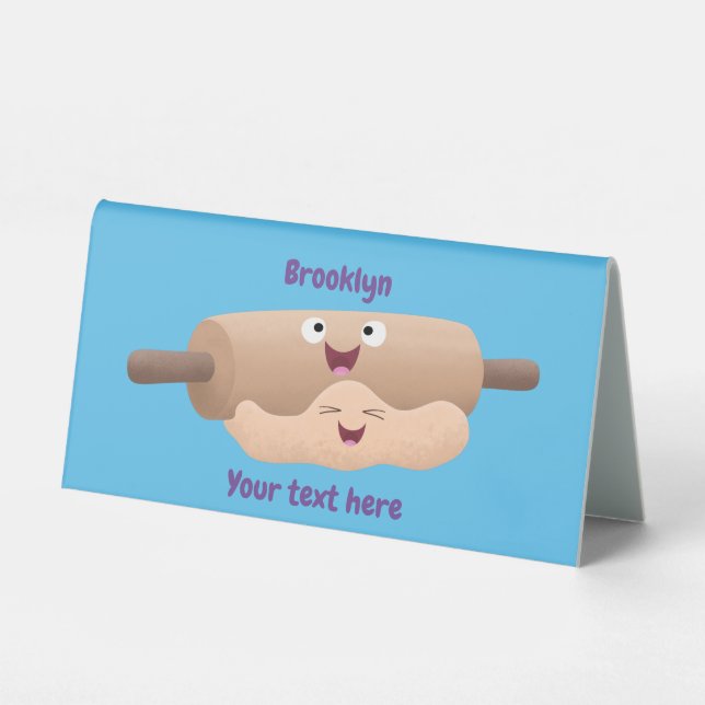 Cute rolling pin and dough pastry baking cartoon  table tent (Front)