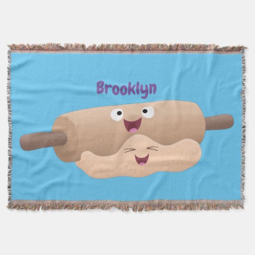 Cute rolling pin and dough pastry baking cartoon throw blanket