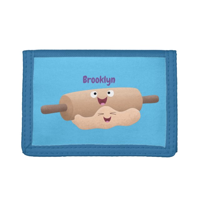 Cute rolling pin and dough pastry baking cartoon  trifold wallet (Front)