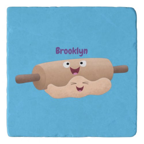 Cute rolling pin and dough pastry baking cartoon  trivet